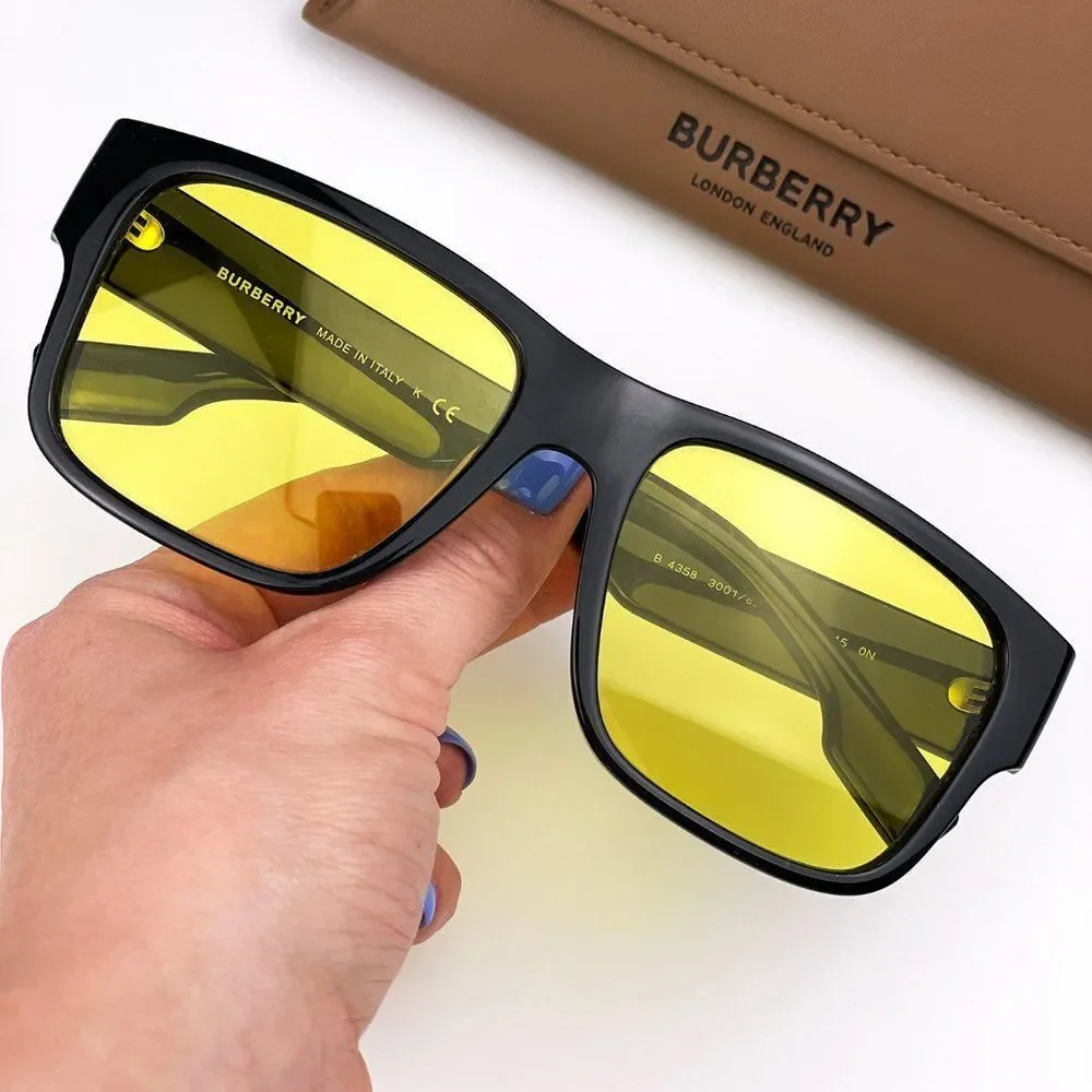 Burberry KNIGHT BE4358 300185 Sunglasses Square Black Yellow Men
